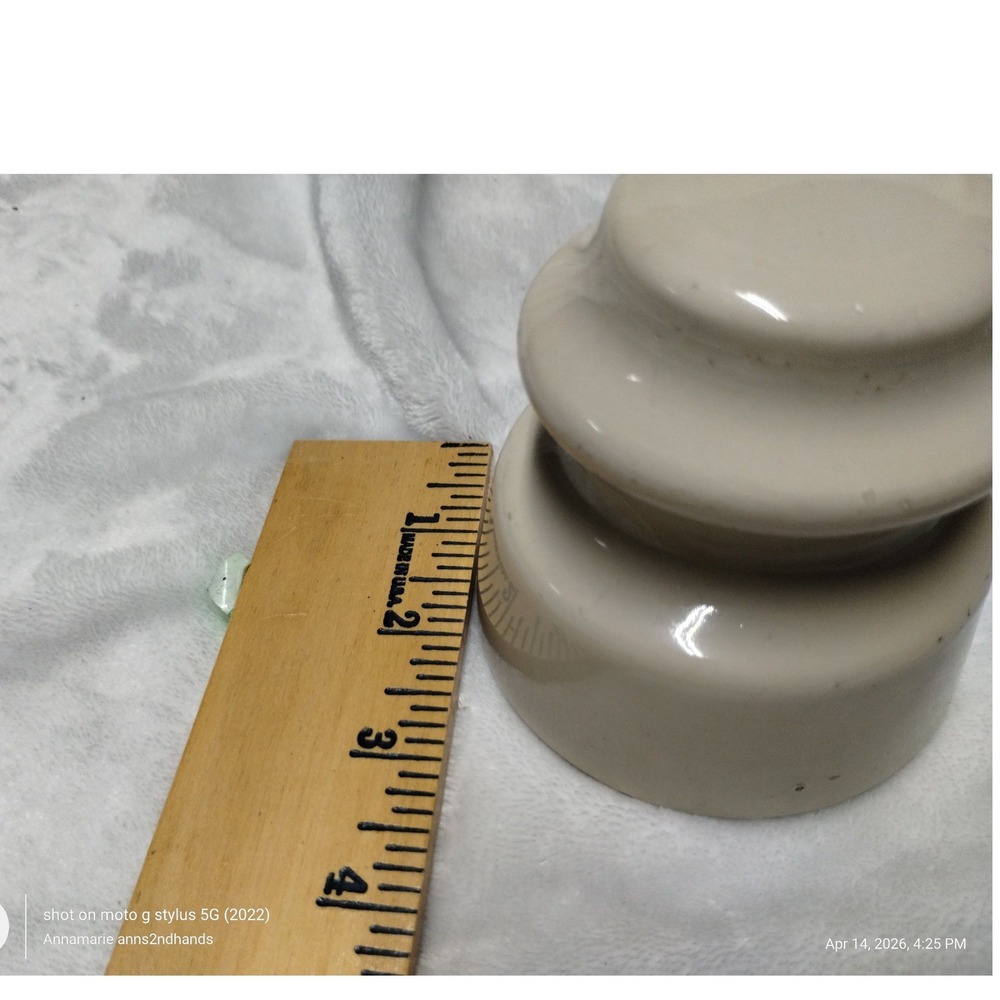 Locke 44 USA Vintage Off White Ceramic Porcelain Electrical Insulator Glazed - Picture 7 of 9